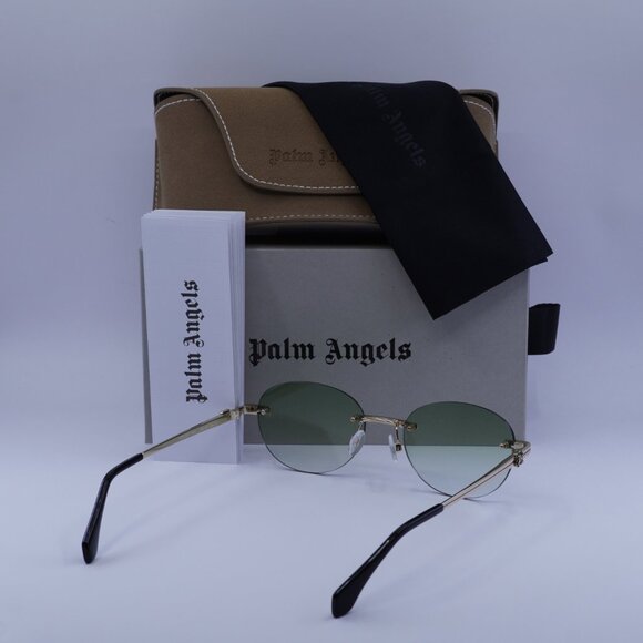 Palm Angels PERI10H CRYSTAL 7654 Sunglasses Gold Oval Frame, Green Lenses main image 9